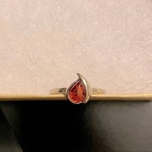 Silver and Amber Gemstone Ring